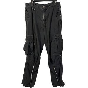 Tripp Man NYC Mens Black Cargo Convertible Baggy Wide Leg Punk Gothic Pants sz M